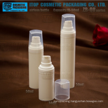 ZB-QU Series 15ml 30ml 50ml round bottle square cap lotion/spray airless pump all plastic white pp airless lotion bottle